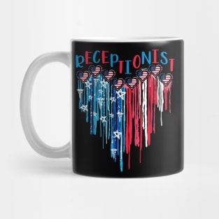 Receptionist American Flag Melting Heart 4th Of July Mug